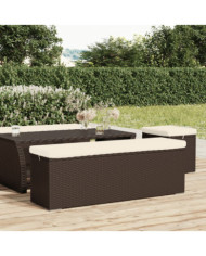 Banc pouf avec coussin marron 110x30x40 cm résine tressée | Mobilier & Déco