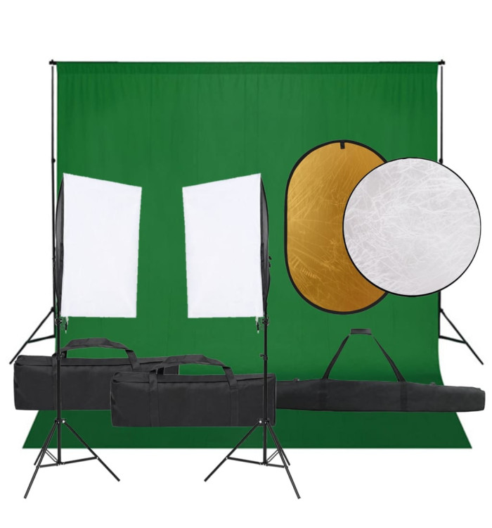 Kit de studio photo avec éclairage toile de fond et réflecteur | Mobilier & Déco
