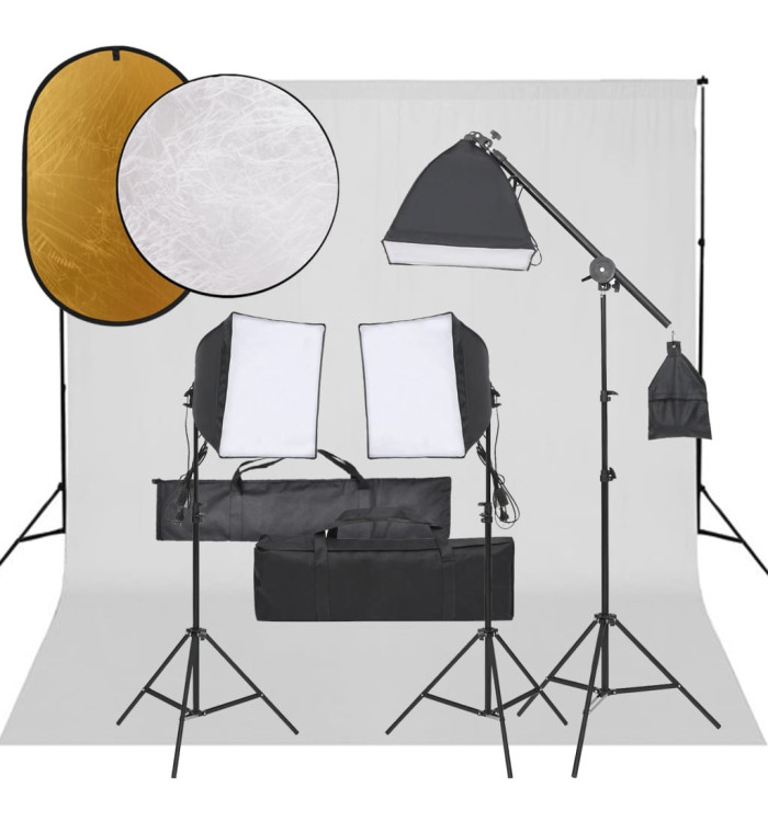 Kit de studio photo avec éclairage toile de fond et réflecteur | Mobilier & Déco