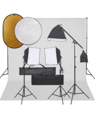 Kit de studio photo avec éclairage toile de fond et réflecteur | Mobilier & Déco