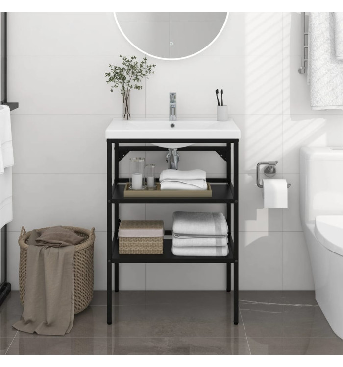 Cadre de lavabo de salle de bain Noir 59x38x83 cm Fer | Mobilier & Déco
