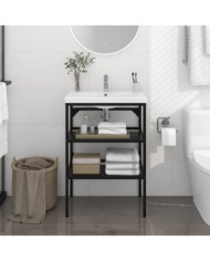 Cadre de lavabo de salle de bain Noir 59x38x83 cm Fer | Mobilier & Déco