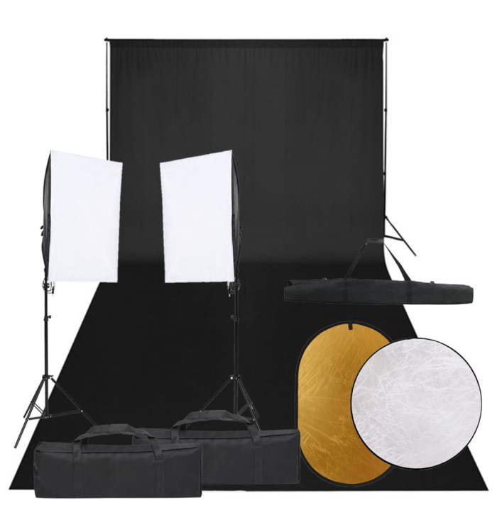 Kit de studio photo avec éclairage toile de fond et réflecteur | Mobilier & Déco