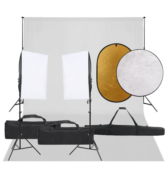 Kit de studio photo avec éclairage toile de fond et réflecteur | Mobilier & Déco