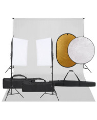 Kit de studio photo avec éclairage toile de fond et réflecteur | Mobilier & Déco