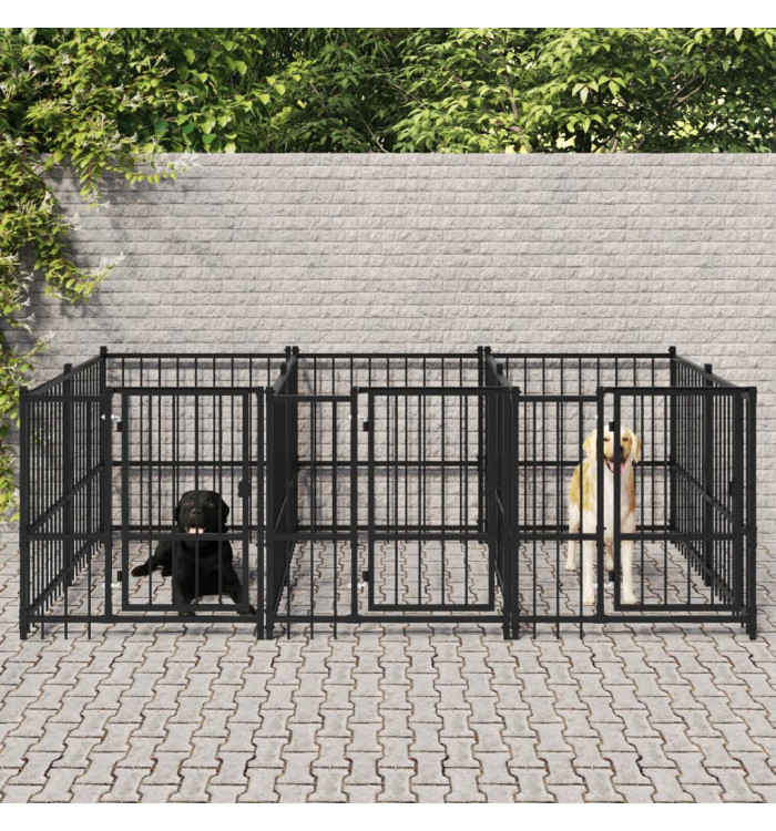 Chenil d'extérieur pour chiens Acier 5,63 m² | Mobilier & Déco