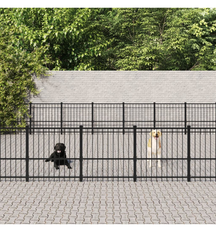 Chenil d'extérieur pour chiens Acier 59,28 m² | Mobilier & Déco