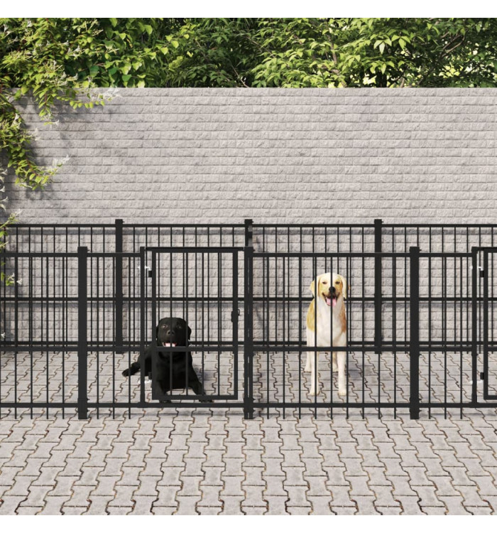 Chenil d'extérieur pour chiens Acier 11,26 m² | Mobilier & Déco