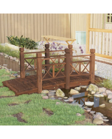 Pont de jardin avec garde-corps 150x67x56cm bois massif épicéa | Mobilier & Déco
