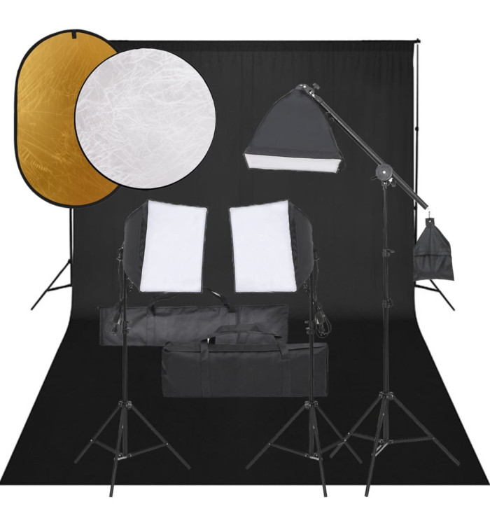 Kit de studio photo avec éclairage toile de fond et réflecteur | Mobilier & Déco