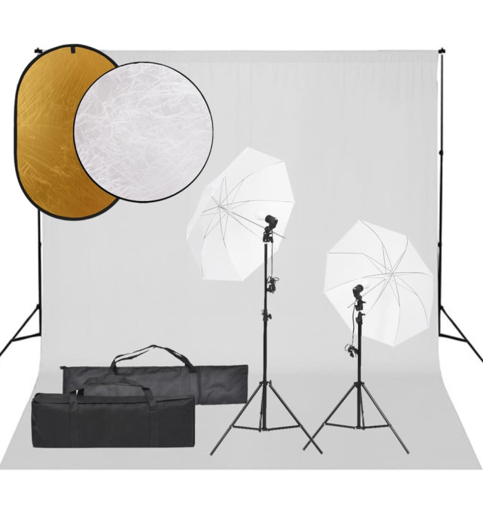 Kit de studio photo avec éclairage toile de fond et réflecteur | Mobilier & Déco