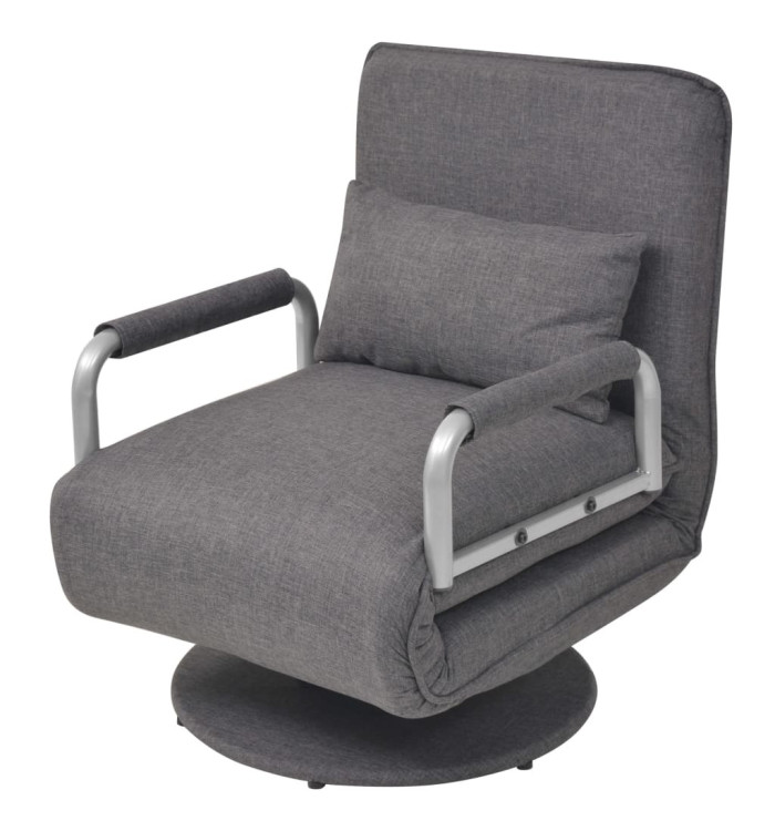 Fauteuil pivotant et canapé-lit gris foncé tissu | Mobilier & Déco