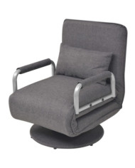 Fauteuil pivotant et canapé-lit gris foncé tissu | Mobilier & Déco