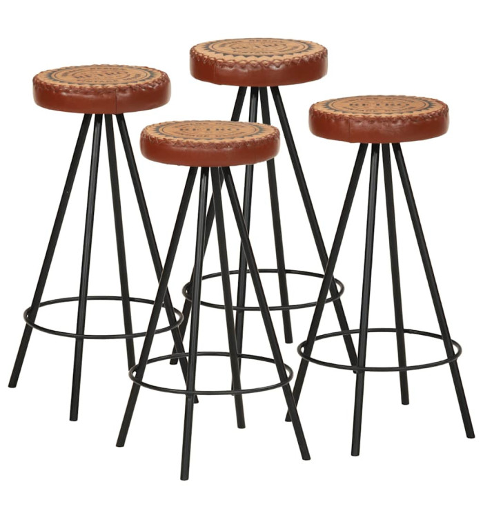 Tabourets de bar lot de 4 cuir véritable | Mobilier & Déco