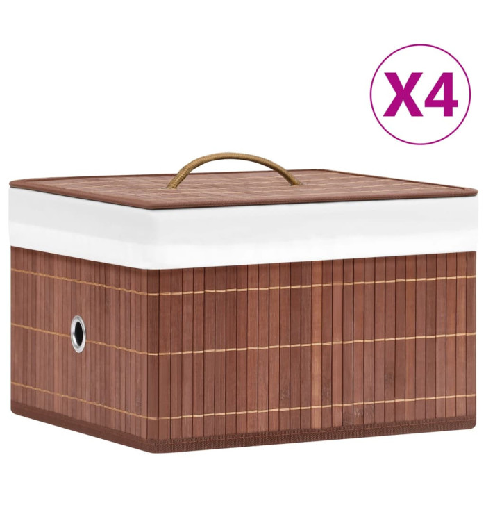 Boîtes de rangement en bambou 4 pcs Marron | Mobilier & Déco