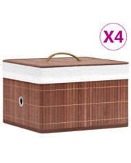 Boîtes de rangement en bambou 4 pcs Marron | Mobilier & Déco
