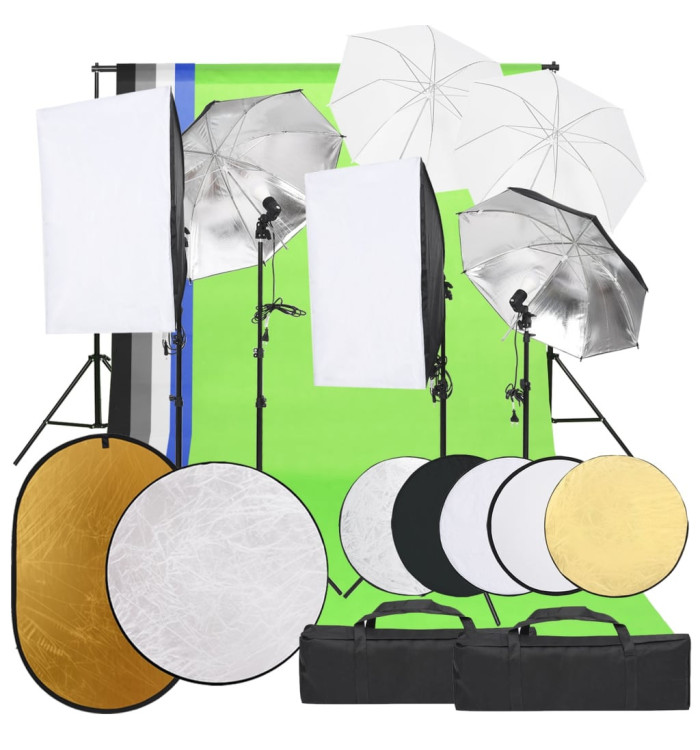 Kit de studio photo avec éclairage toile de fond et réflecteur | Mobilier & Déco