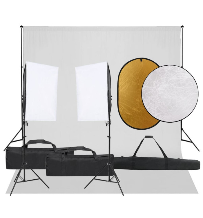 Kit de studio photo avec éclairage toile de fond et réflecteur | Mobilier & Déco
