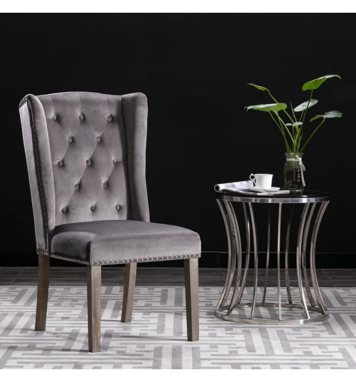 Chaise à manger Gris Velours | Mobilier & Déco