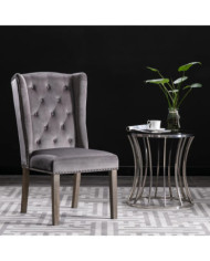 Chaise à manger Gris Velours | Mobilier & Déco