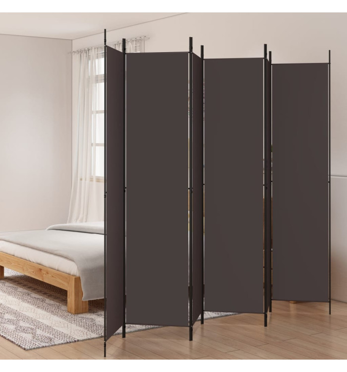 Cloison de séparation 6 panneaux Marron 300x220 cm Tissu | Mobilier & Déco