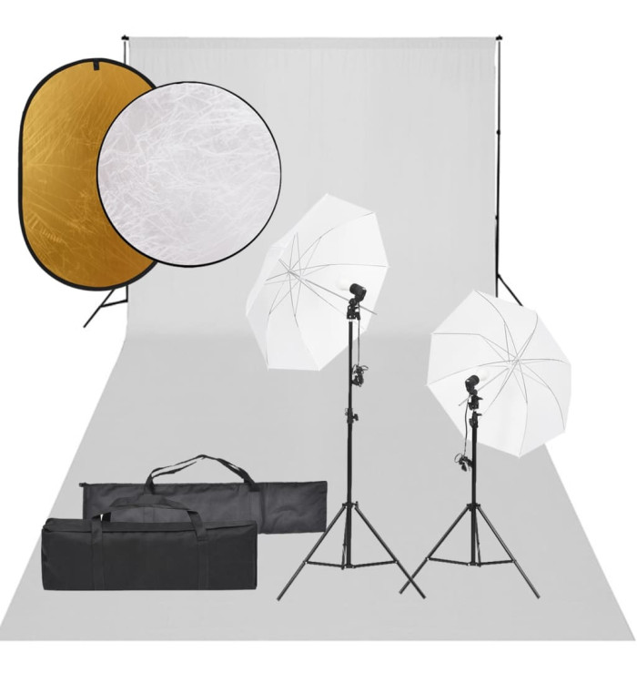 Kit de studio photo avec éclairage toile de fond et réflecteur | Mobilier & Déco