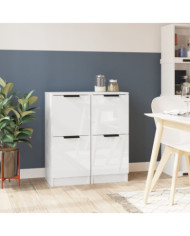 Buffets 2 pcs Blanc brillant 30x30x70 cm Bois d'ingénierie | Mobilier & Déco