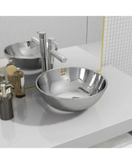 Lavabo 28 x 10 cm Céramique Argenté | Mobilier & Déco