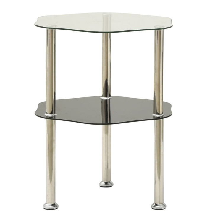 Table 2 niveaux Transparent et noir 38x38x50 cm Verre trempé | Mobilier & Déco