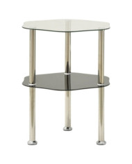 Table 2 niveaux Transparent et noir 38x38x50 cm Verre trempé | Mobilier & Déco