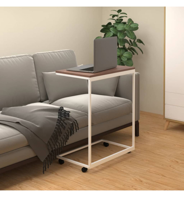 Table d'appoint avec roues Blanc 55x35x70 cm Bois d'ingénierie | Mobilier & Déco