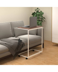 Table d'appoint avec roues Blanc 55x35x70 cm Bois d'ingénierie | Mobilier & Déco