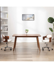 Chaise pivotante à manger Blanc Bois courbé et similicuir | Mobilier & Déco