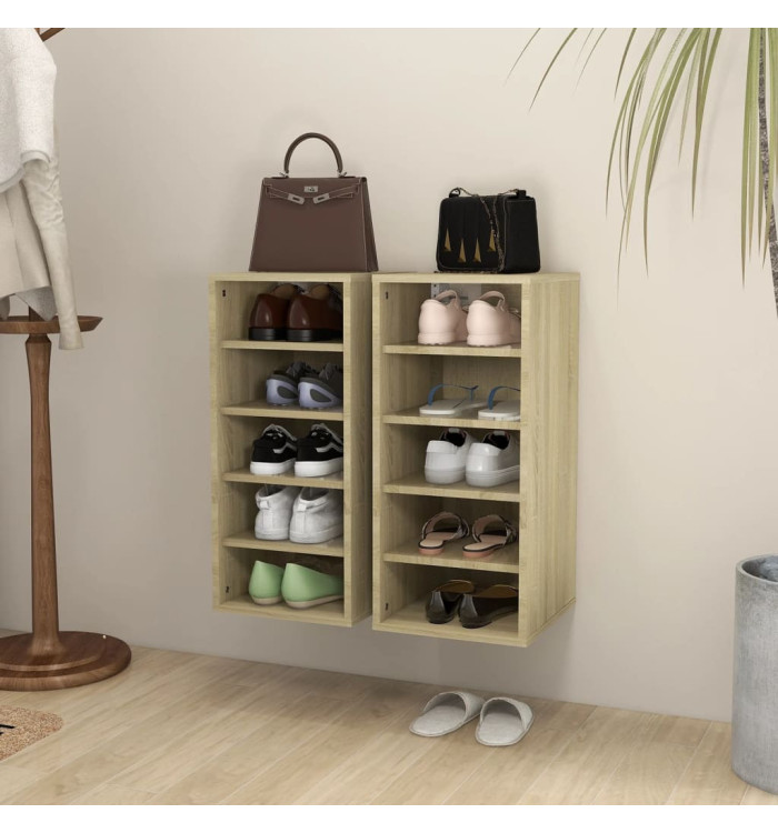 Armoires à chaussures 2 pcs Chêne Sonoma Bois d'ingénierie | Mobilier & Déco