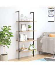 Étagère inclinée à 4 niveaux Marron clair et noir 64x35x152,5cm | Mobilier & Déco