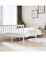 Cadre de lit sans matelas blanc bois massif | Mobilier & Déco
