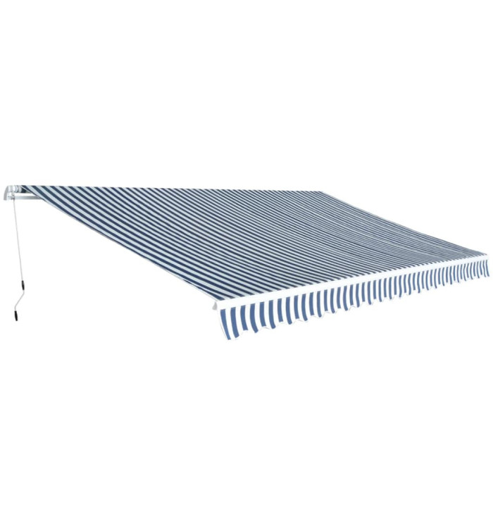 Auvent pliant à manipulation manuelle 500 cm Bleu et blanc | Mobilier & Déco