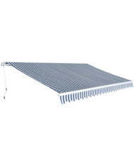 Auvent pliant à manipulation manuelle 500 cm Bleu et blanc | Mobilier & Déco