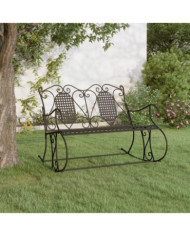 Banc à bascule 2 places 113 cm noir acier | Mobilier & Déco