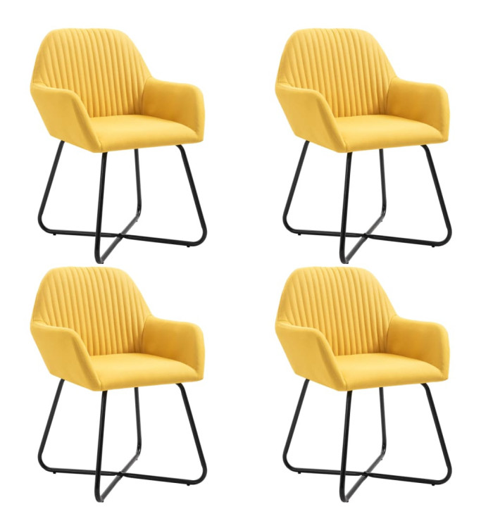 Chaises à manger lot de 4 jaune tissu | Mobilier & Déco