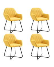 Chaises à manger lot de 4 jaune tissu | Mobilier & Déco