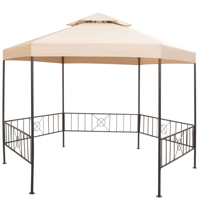 Chapiteau tente de jardin Hexagonal Beige 323 x 265 cm | Mobilier & Déco
