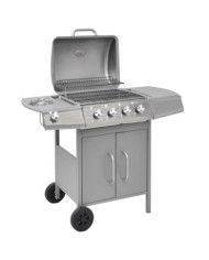 Barbecue à gaz 4 + 1 zone de cuisson Argenté | Mobilier & Déco