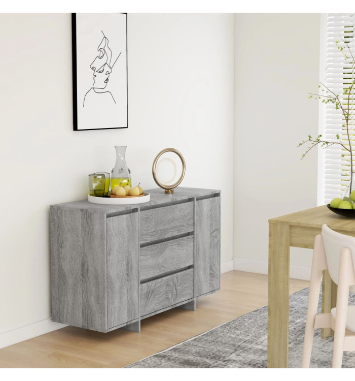 Buffet avec 3 tiroirs sonoma gris 120x41x75cm bois d'ingénierie | Mobilier & Déco