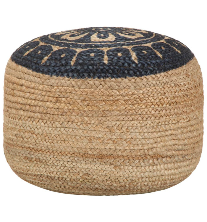 Pouf fait à la main Bleu 45 x 30 cm Jute | Mobilier & Déco