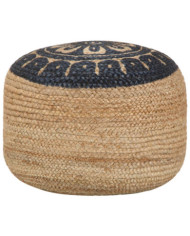 Pouf fait à la main Bleu 45 x 30 cm Jute | Mobilier & Déco