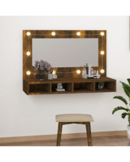 Armoire à miroir avec LED Chêne fumé 90x31,5x62 cm | Mobilier & Déco