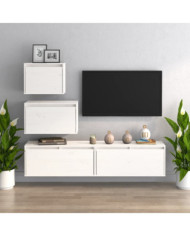 Meubles TV 4 pcs Blanc Bois massif de pin | Mobilier & Déco