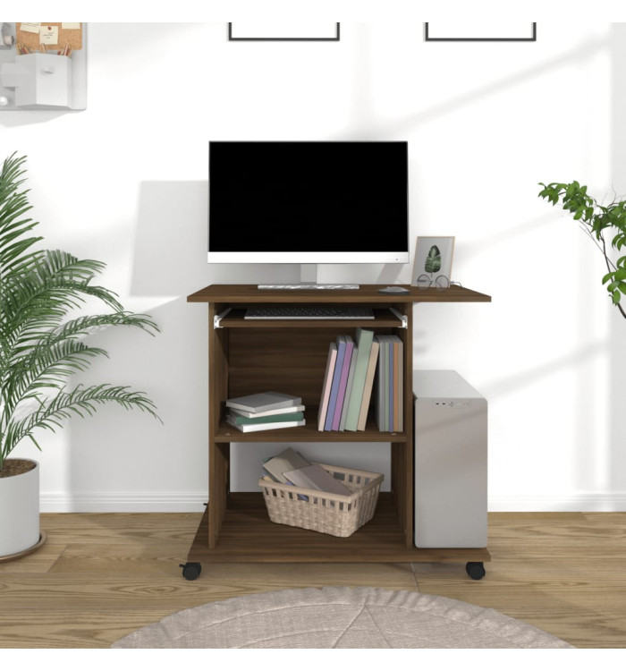 Bureau d'ordinateur Chêne marron 80x50x75 cm Bois d'ingénierie | Mobilier & Déco