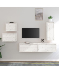 Meubles TV 5 pcs Blanc Bois massif de pin | Mobilier & Déco